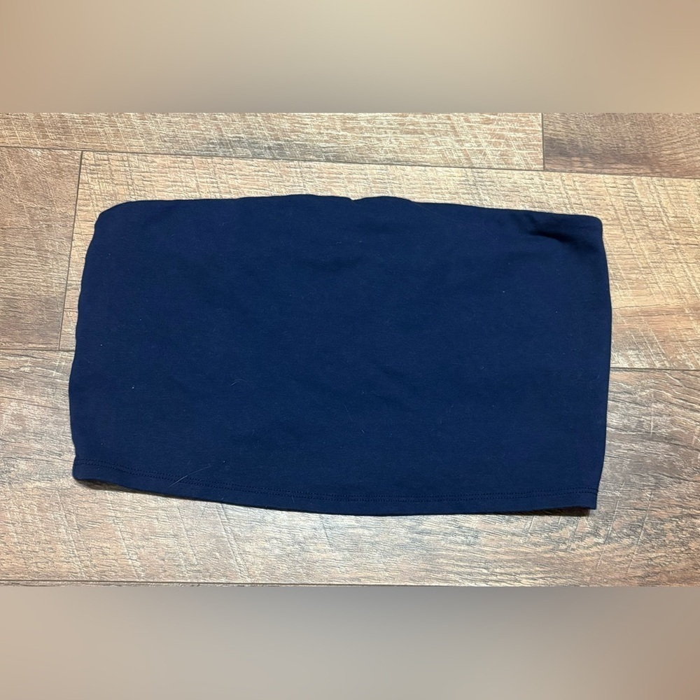 Aerie Navy W/ Embroidery Cropped Tube Top Size Large
